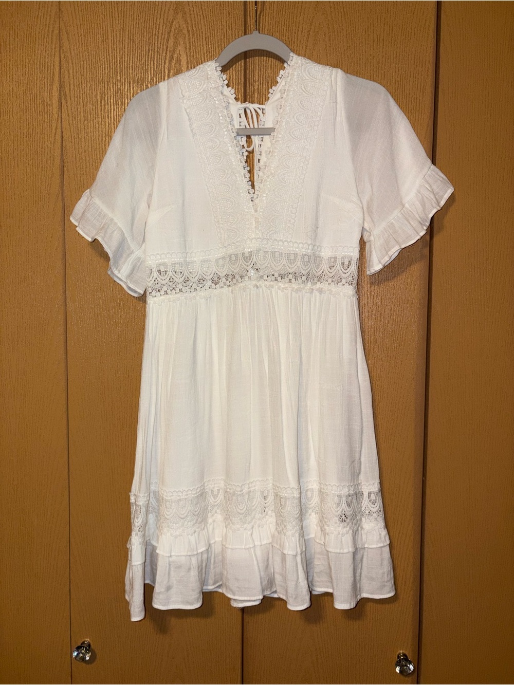 Wishlist White Lace-Trim Mini Dress